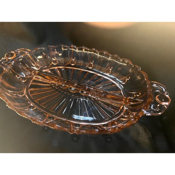 Vintage Pink Depression Glass Relish Dish - Picture 5 of 7